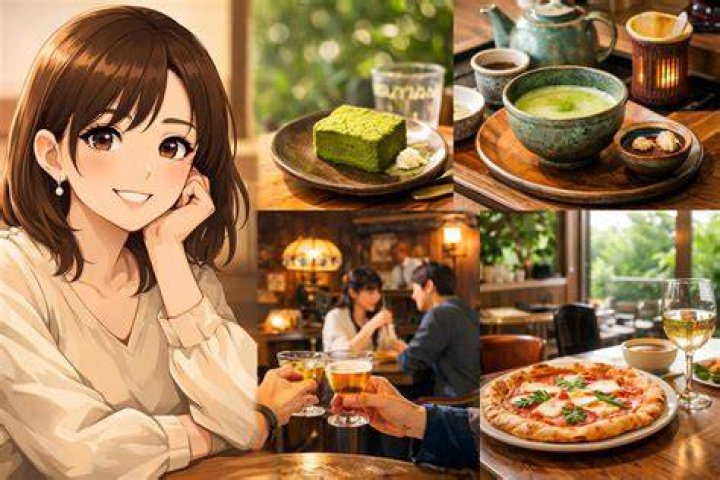 アラサー婚活女性がカフェで微笑む様子